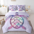 Sea Turtle King Comforter Set 7 Piece,Tropical Ocean Sealife Bed in a Bag with Sheets,Abstract Tortoise Coastal Bedding Sets with 1 Comforter,2 PillowShams,2 Pillowcases,1 Flat Sheet,1 Fitted Sheet by Erosebridal