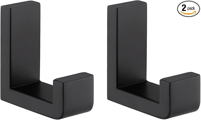 Angle Simple Towel Hook Matte Black 2 Pack, 304 Stainless Steel Bathroom Coat by AngleSimple