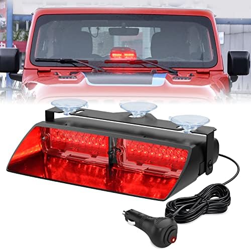 Nilight Red Emergency Strobe Lights Windshield Hazard Warning Safety Flash Light with Suction Cups Super Bright LED for Police Enforcement Firefighters Vehicle Truck