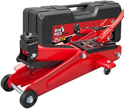 Big RED 2.5 Ton Low Profile Floor Jack, Portable Hydraulic Trolley Floor Service Jack with Blow Mold Carrying Storage Case, Red by BIGRED