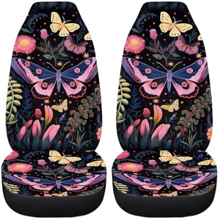 Cottagecore Butterfly Car Seat Covers for Front Seats,Non Slip Elastic Auto Bucket Seat Protectors Pads for Women Men,Univesal Fit SUV Truck Vehicles