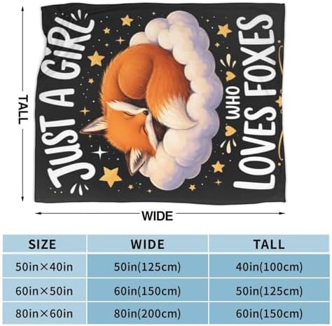 Cute Fox Blanket for Women, Gifts for Girls, Just A Girl Who Loves Foxes Blankets for Kids, Soft Cozy Lightweight Throw for Bed Sofa Home Travel Room Decor, 50x60 Inch - Image 4
