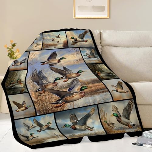 Mallard Blanket Mallards Throw Blankets Wild Duck Collage Print Cozy Fleece Flannel Stuff Plush Lightweight Bedding Lover Gifts for Men Women Adults for Couch Sofa Bed Decor 50"X60" - Image 5