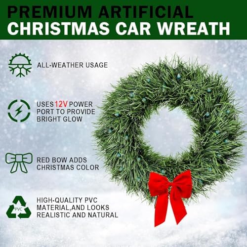 moveland Large LED Car Wreath for Car Front Grill Fit Jeeps Trucks SUVs RVs - Image 6