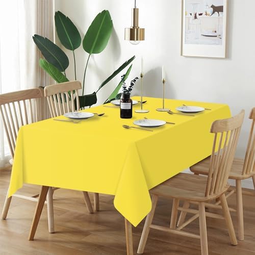 QIKSION 12 Pack Yellow Plastic Table Cloths Disposable, Yellow Tablecloth - Image 2