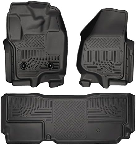 Husky Liners Weatherbeater Floor Mats | Fits 2012-2016 Ford F-250/F-350 Crew CAB ONLY with DS Foot Rest & Manual Transfer Case Shifter (Footwell Coverage) | Front & 2nd Row, 3-pc Black - 99721
