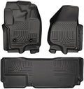 Husky Liners Weatherbeater Floor Mats | Fits 2012-2016 Ford F-250/F-350 Crew CAB ONLY with DS Foot Rest & Manual Transfer Case Shifter (Footwell Coverage) | Front & 2nd Row, 3-pc Black - 99721