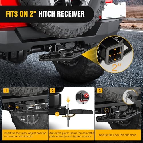 Nilight Tow Hitch Step Bar 2" Receiver Bumper Guard for Pickup Truck SUV