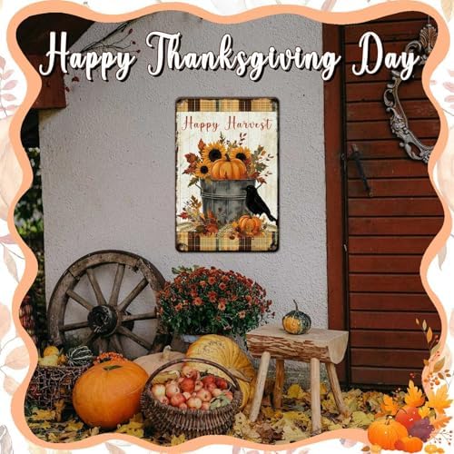 Fall Sign Thanksgiving Day Vintage Tin Sign Happy Harvest 8x12Inch - Image 6