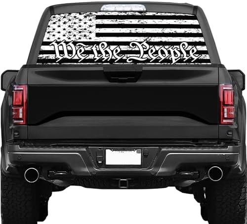 American Flag Rear Window Decal for Truck,We The People Black Flag Truck Rear Window Decal,American Flag Decals for Truck Car SUV (65x17in)
