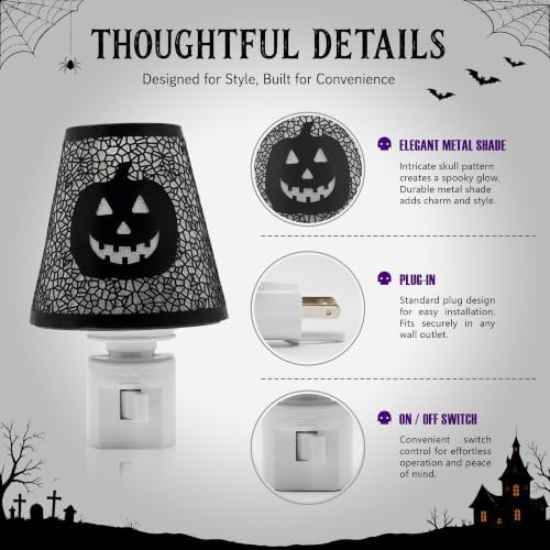 Classic Removable Shade Halloween Pumpkin Plug-in Night Light - Image 5