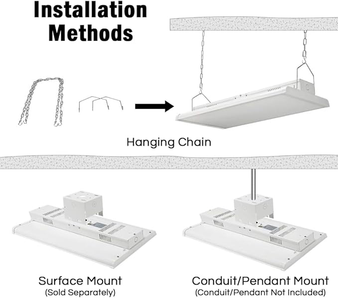 2 Pack Linear LED Bay Ceiling Shop Light - 2 Ft - 105W 5000K 1-10V Dimming - Image 5