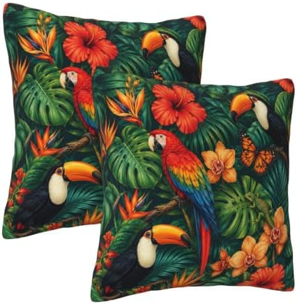 Tropical Plants Throw Pillow Covers 18x18 inch Set of 2 - Image 2