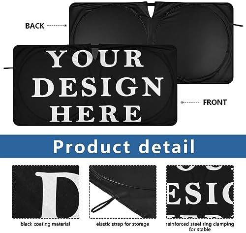 Custom Car Windshield Sun Shade Personalized Image or Text on Foldable Sunshade Front Window Visor Protector Blocks UV Rays Heat Keep Vehicle Cool (59 x 30 in)
