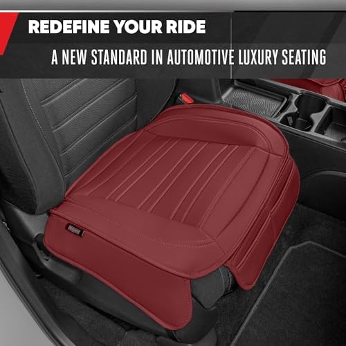 Motor Trend Faux Leather Front Seat Cover for Cars - (1) Burgundy Front Car Seat Covers for SUV & Truck with Storage Pockets - Automotive Car Seats Cover Protector - for Bottom Cushion Coverage Only