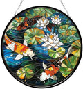 Koi Fish Suncatcher Stained Glass Window Hanging Handmade Stained Glass Suncatchers Decoration with Metal Chain Outdoor Garden Decor Gift for Women Christmas Thanksgiving Gifts by 365CUSGIFTS