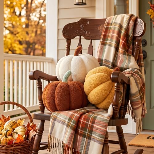 2Pcs Large 3D Pumpkin Pillow Halloween Pillows Fall Decor for Home - Image 6