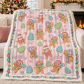 Pink Gingerbread Christmas Throw Blanket 50x70in, Cozy Holiday by ZZKOL