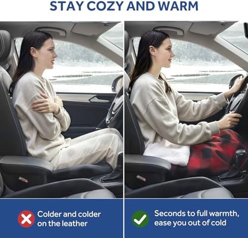 Sealy 12-Volt Electric Portable Heated Car Blanket, 59"x43", Red Plaid