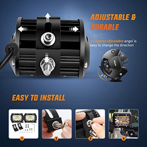 Nilight Led Pods 4Inch 60W Flood Spot Combo Off Road Driving Fog Light Bar Work Lighting for Truck Tractor Pickup Boat SUV ATV UTV 4WD Car 4x4 Van Camper Motorcycle Dirt Bike Golf Cart 12V 24V