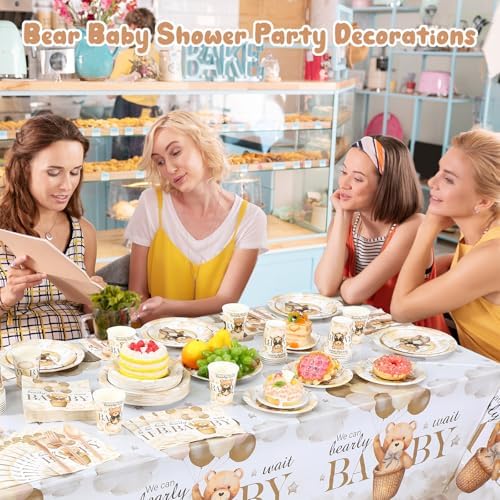 Funnymoom 452 Pcs Brown Bear Baby Shower Party Decorations for 50 Guests - Image 4