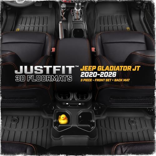 Cat® JustFit™ 3D Floor Mats for Jeep Gladiator (JL) 2020-2026, All Weather Custom Fit Jeep Gladiator Floor Liners with Extended Coverage Design, Car Floor Mats (Full Set Front & Rear)
