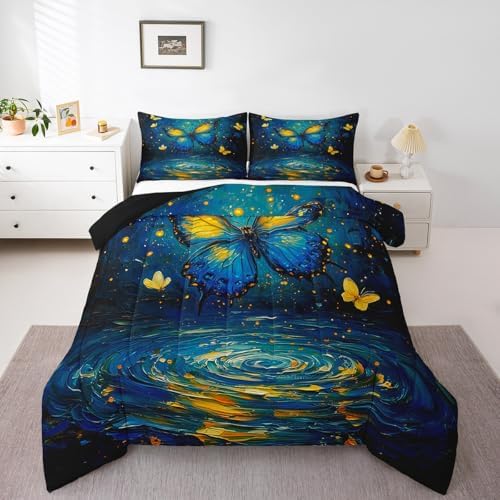 Feelyou Butterfly Bedding Set Twin Size Butterflies Print Comforter Set for Kids Boys Girls Girl Butterfly Floral Comforter Beautiful Butterfly Duvet Set - Image 6