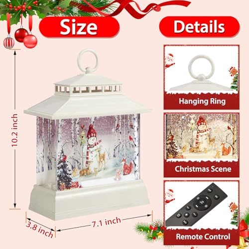 Christmas Snow Globe Lantern Water Glittering Lantern with 8 Songs & 6H Timer Romote Control Christmas Snow Globes USB & Battery Operated for Christmas Festival Decorations Gifts (Snowman) - Image 2