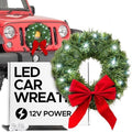 TACTIK Christmas Car Decoration - Car Christmas Wreath - 2025 Light-Up Christmas Wreath for Vehicle Grill - Fits Jeeps Trucks SUVs RVs Golf Carts and More - 12-Volt Plug-in Wreath Lighting by TACTIK