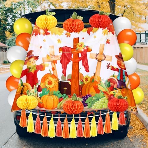 98Pcs Christian Trunk or Treat Car Decoration Fall Decor for Suv, Scarecrow by WinnerWhy