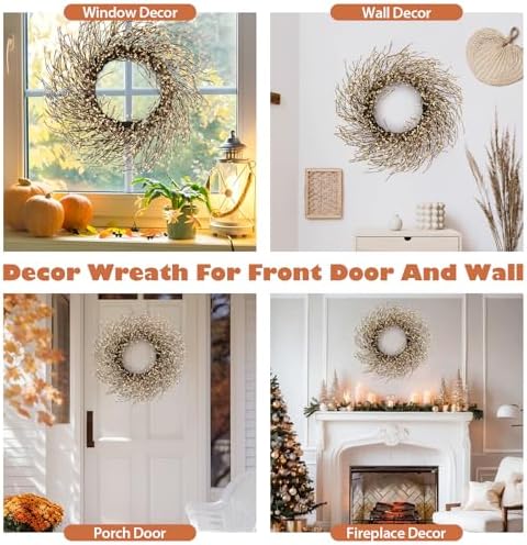 24 Inch Fall Wreath for Front Door Full Artificial Wreath - Image 5