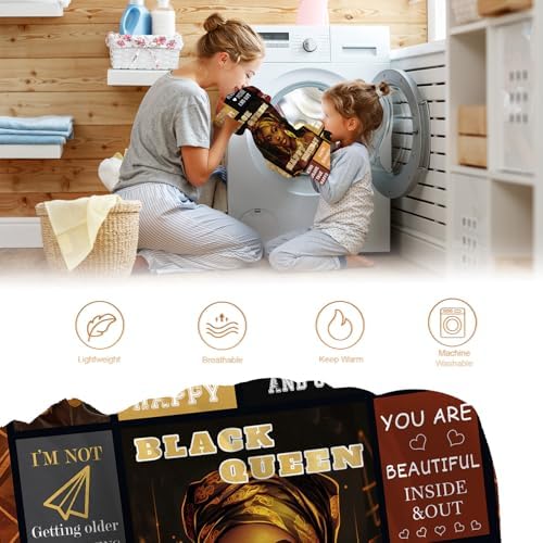 Birthday Gifts for Women,Black Queen Throw Blanket for Black Women,Encouragement Inspirational Birthday Present for Girls Female Teenagers Friends 50"x60" - Image 6