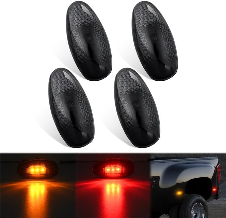Nilight Fender Side Marker Light Smoke Lens Fits 2001-2014 Chevy GMC