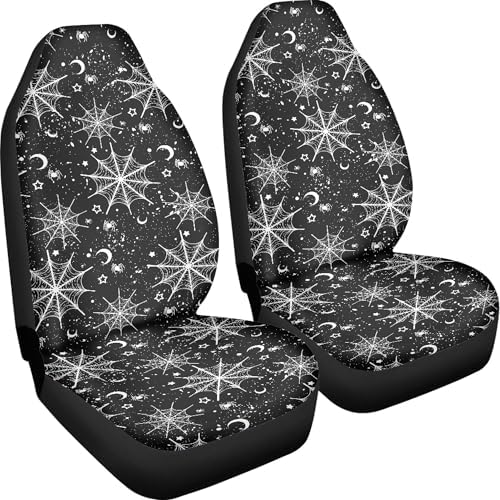 Moon Stars Spiderweb Print Car Seat Cover Front Seats Protector,Universal Fit for Most Cars,SUVs,Sedan,Truck or Van