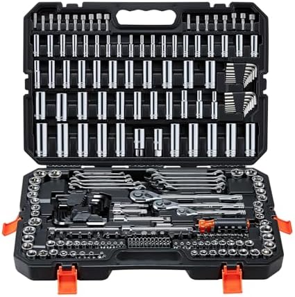 VEVOR Mechanics Tool Set, 253-Piece Mechanic Tool Kit, 1/4 in, 3/8 in, and 1/2 in Drive, SAE and Metric Socket Set, Wrenches, Screwdriver Bits, Accessories, and Storage Case, for Automotive Repair by VEVOR