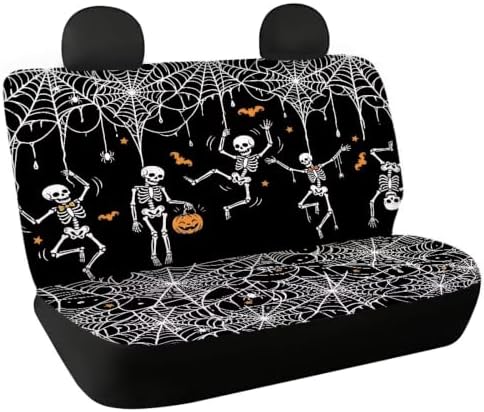 Skull Spider Web Car Seat Covers Auto Rear Seats Cushion Cover,Washable Bucket Seat Cushion Protector Backseats Covers for Girls Women,Fit Most Cars,Sedan,SUV,Van