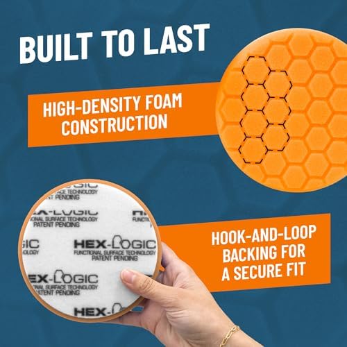Chemical Guys Hex-Logic Medium Cut Polishing Pad Orange (6.5 Inch) (3 Pack) – Large Foam Pads for Swirl Removal & Gloss Enhancement On Big Panels - Image 3