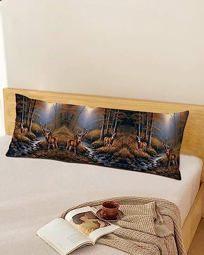 Pillow Covers 20x54 Inch - Body Deer Standing by a Stream Deep in The Forest Soft Brushed Microfiber Pillowcases with Hidden Zipper Closure Bed Pillow Shams for Bedroom Sofa Car - Image 5