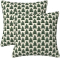 Green Boho Christmas Tree Pillow Covers 22x22 Set of 2 Winter Holiday Decor by KiuLoam