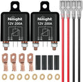 Nilight 2PC 12V 200A 4 Pin SPST Starter Relay W/Copper Lugs for Car RV