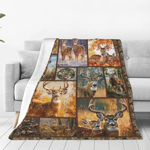 Deer Blanket Deer Throw Blanket Elk Lover Gifts for Men Boys Hunting Decor Warm Soft Plush Fleece Flannel Camo Fawn Blanket for Adults Women Gift for Hunting Lover 50"X60" - Image 3