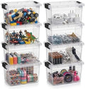 Superio 1.4 Quart Mini Clear Plastic Storage Container with Lid, Stackable Small Organizer Box for Crayons, Art Supplies, Beads, Sewing, Stationery & Food Storage, 8 Pack by Superio