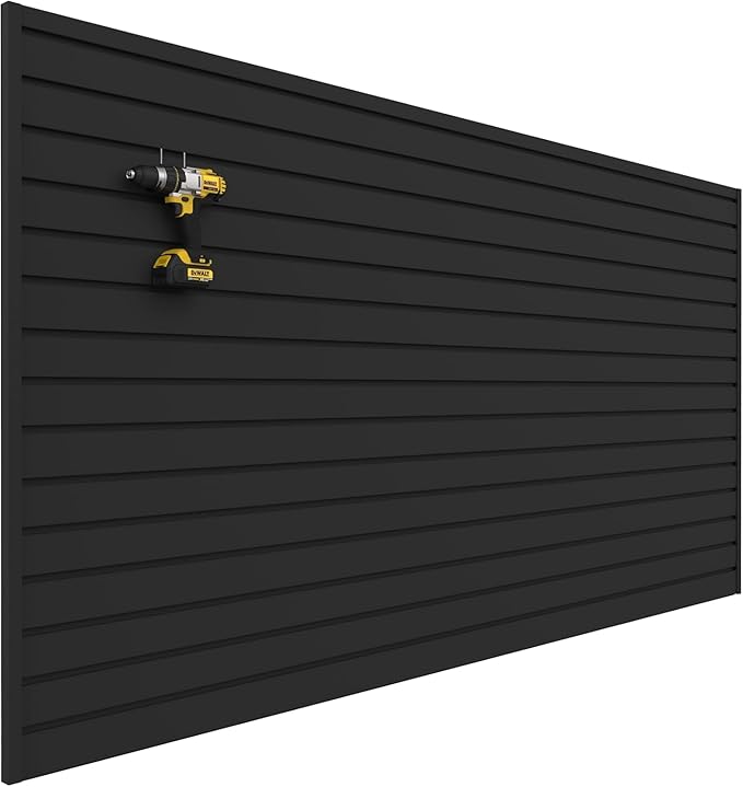Slatwall Panel Garage Wall Organizer: Heavy Duty Wall Mounted PVC Wall Rack by DLDIRECT
