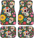 Boho Skulls Car Carpet Floor Mat Skull Rubber Heel Pad 4PC for Cars Trucks SUV Protection - Driver Seat Dark Purple Passenger Seat and Rear Floor Mats