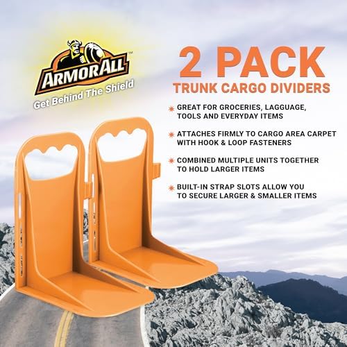 Armor All Trunk Cargo Blocks, Cargo Dividers, Trunk Dividers, Hook & Loop Trunk Organizer Blocks to Hold Cargo in Place, Cargo Containment System for Cars, Trucks, SUVs, Vans, 2 Pieces
