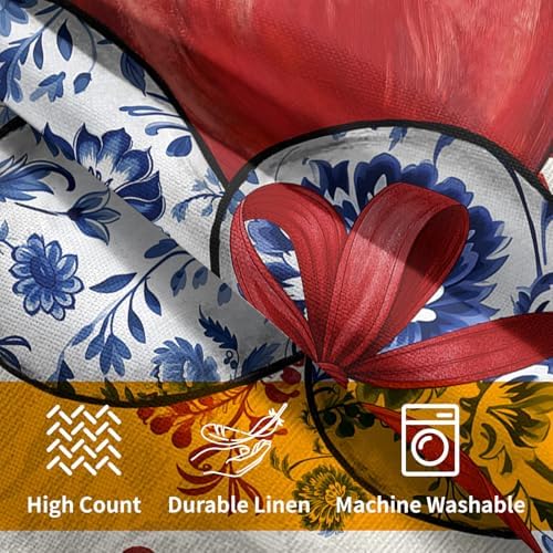 Valentines Day Pillow Covers 20x20 Set of 2 Red Blue Heart Throw Pillow Covers Love Pillowcase Linen Decoration Farmhouse Holiday Cozy Soft Cushion Case Couch for Indoor Outdoor Home Decor - Image 6