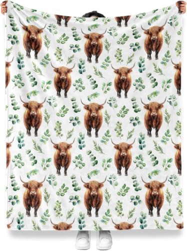 Jekeno Highland Cow Gifts Blanket, Soft Cozy Plush Throw 80"x60" - Image 2