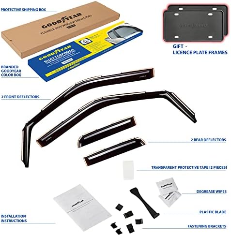 Goodyear Shatterproof in-Channel Window Deflectors for Ford F150 Raptor 2017-2020 SuperCab, Rain Guards, Window Visors for Cars, Vent Deflector, Car Accessories, 4 pcs - GY007734