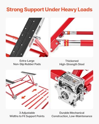VEVOR Portable Car Lift, 4400 lbs Capacity, Heavy Duty Steel Quick Lift with 23" Max Height, Adjustable Width and Wheels, Manual Lifting for Cars, Compact SUVs, Mini Trucks, Home Garage or Shop Use - Image 6