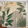 Boho Mid Century Shower Curtains for Bathroom, Modern Abstract Leaf Arch Sunset Pattern Botanical Geometric Bohemian Shower Curtain Waterproof Fabric Bath Decor with Hooks,Beige 60x72 Inch by Duluxykl